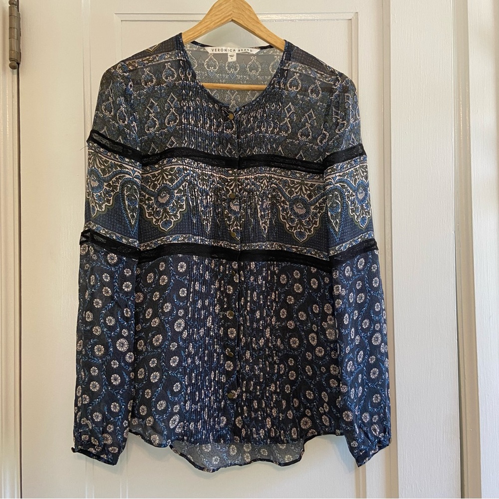 Veronica Beard Daisy lace trim blouse - Picture 3 of 5